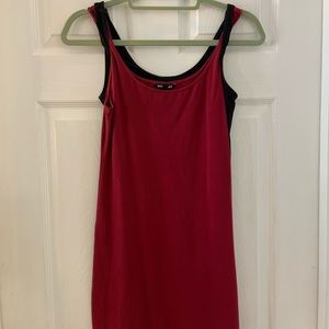 Two bodycon mini dresses (black and red)
